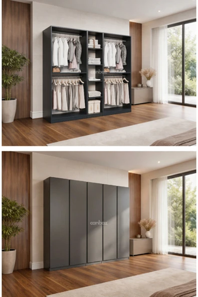 CANBAZ FURNİTURE Mira modüllü 5 MDF kapaklı %100 MDF (KURULUM DAHİL) ürün görseli 1