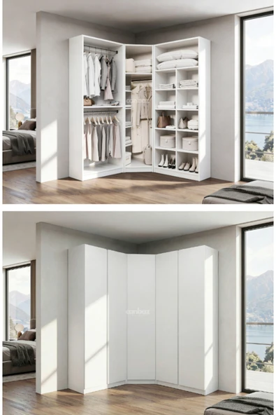 CANBAZ FURNİTURE Mira modüllü köşe 5 MDF kapaklı %100 MDF (KURULUM DAHİL) ürün görseli 1