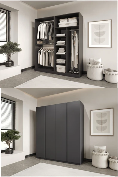 CANBAZ FURNİTURE Mira modüllü 4 MDF kapaklı %100 MDF(KURULUM DAHİL) ürün görseli 1