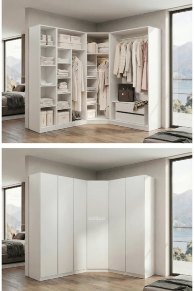 CANBAZ FURNİTURE Mira modüllü köşe 6 MDF kapaklı %100 MDF (KURULUM DAHİL) ürün görseli 1