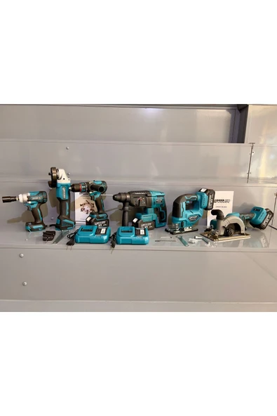nuspower KİMMEER PLUS 21v 3.0ah Kömürsüz 6'lı Set Matkap Hilti Taşlama Somun Sıkma Dekupaj Ve Daire Testere ürün görseli 1