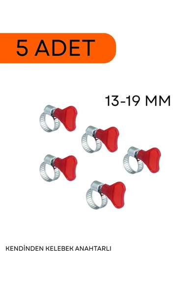 TORK 13-19 mm Kendinden Kelebek Anahtarlı Hortum Kelepçesi 5 Adet Fiyatıdır ürün görseli 1