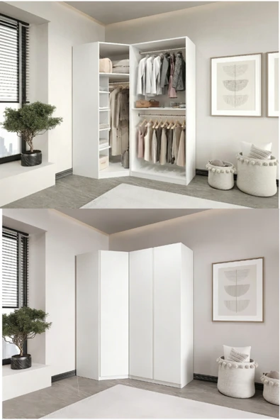 CANBAZ FURNİTURE Mira modüllü köşe 3 MDF KAPAKLI %100 MDF(KURULUM DAHİL) ürün görseli 1