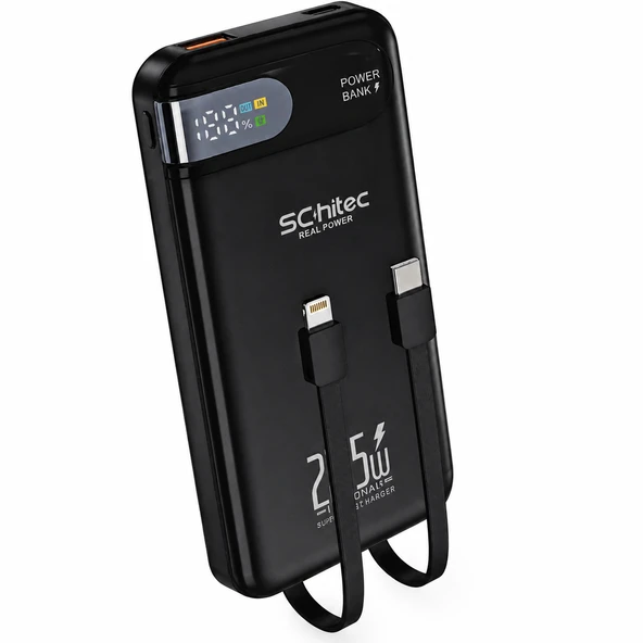 SChitec HG/PB-101 10000mAh 22.5W Hızlı Şarjlı Powerbank Type-C / Lightning Kablo Dijital Göstergeli ürün görseli 1