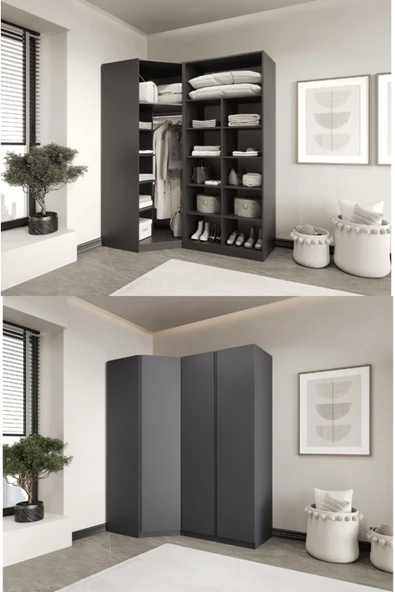 CANBAZ FURNİTURE Mira modüllü köşe 3 MDF KAPAKLI %100 MDF(KURULUM DAHİL) ürün görseli 1