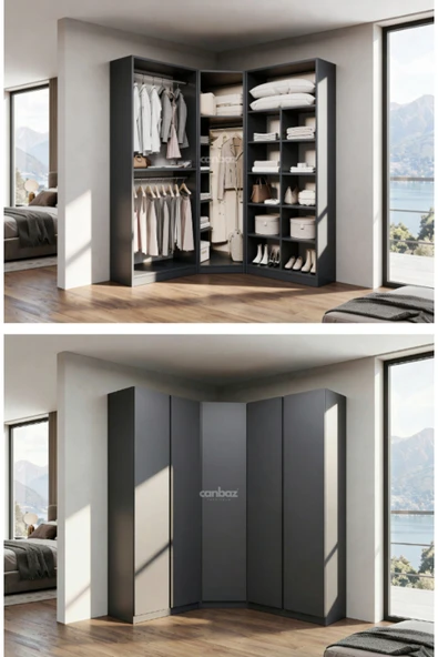 CANBAZ FURNİTURE Mira modüllü köşe 5 MDF kapaklı %100 MDF (KURULUM DAHİL) ürün görseli 1