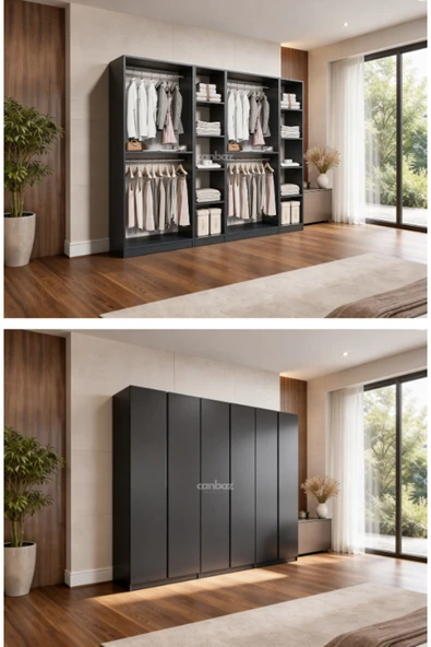 CANBAZ FURNİTURE Mira modüllü 6 MDF kapaklı %100 MDF (KURULUM DAHİL) ürün görseli 1