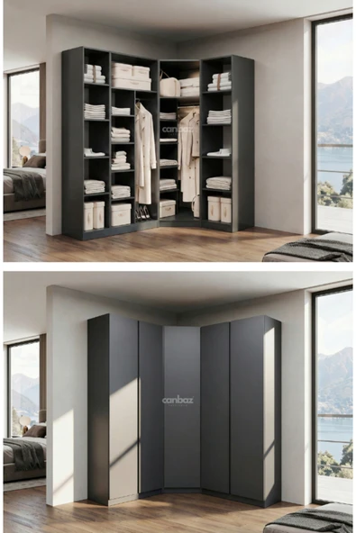 CANBAZ FURNİTURE Mira modüllü köşe 5 MDF kapaklı % 100 MDF (KURULUM DAHİL) ürün görseli 1