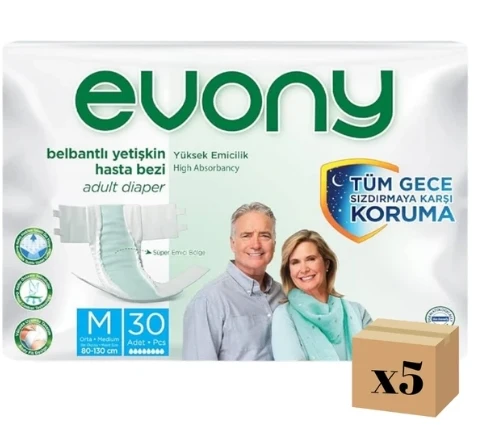 Evony Belbantlı Orta Boy M 30'lu 5 Adet Hasta Bezi ürün görseli 1