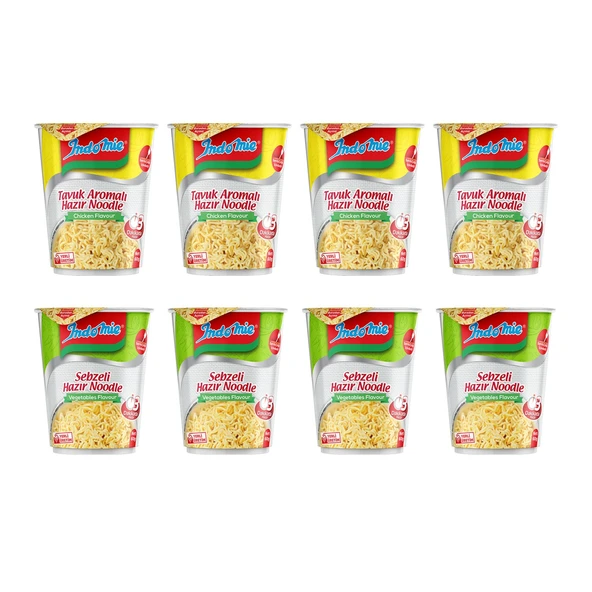 Indomie Noodle 60 gr Bardak Tavuk ve Sebzeli 8 li Karma Paket ürün görseli 1
