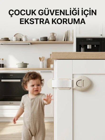 Dolap ve Çekmeceler İçin Çocuk Güvenlik Kilidi Pratik Emniyet Aparatı ürün görseli 1