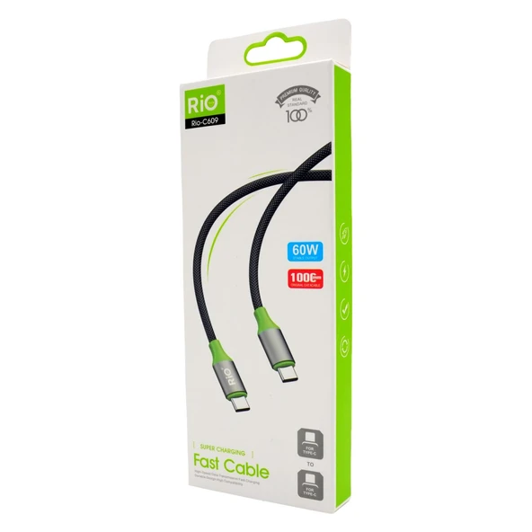 Type-C Kablo 60W Hızlı Şarj ve Data 1 Metre - Resim 3