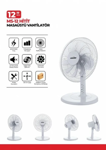 Marsstar Hitit MS-12 Masaüstü Vantilatör ürün görseli 1