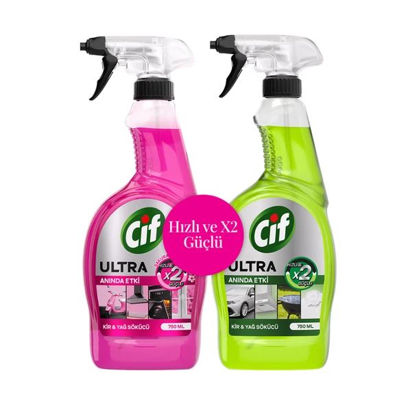 Cif Ultra Anında Etki Kir & Yağ Sökücü Sprey 750 ml 2'li Avantaj Paketi ürün görseli 1