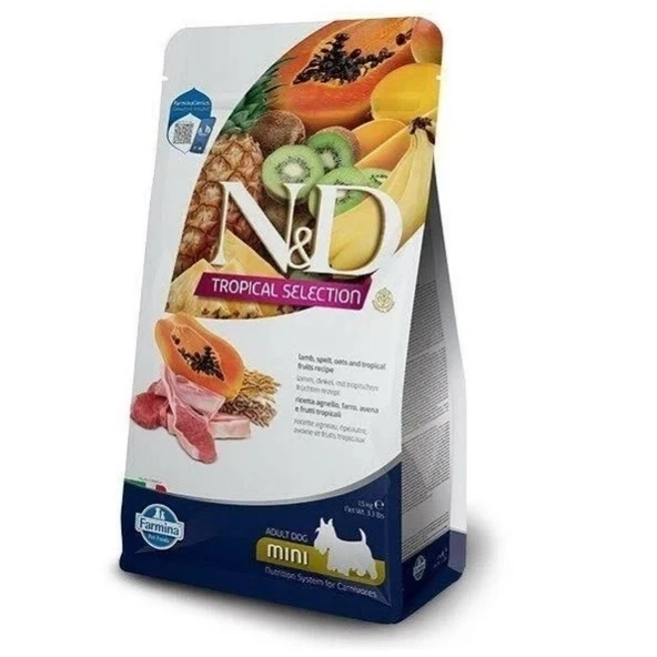 N&D Tropical Selection Kuzu Etli ve Tropikal Meyveli Mini Irk Yetişkin Köpek Maması 1.5 Kg ürün görseli 1