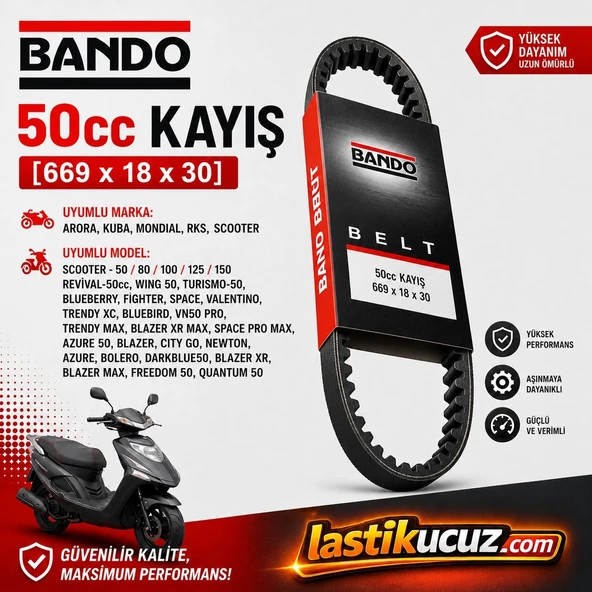 BANDO 50cc Scooter Varyatör Kayışı 669x18x30 Arora Kuba Mondial RKS 50 80 100 125 150 Uyumlu ürün görseli 1