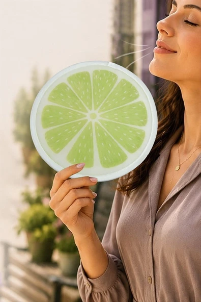 Limon Desenli Kore Yelpaze ürün görseli 1