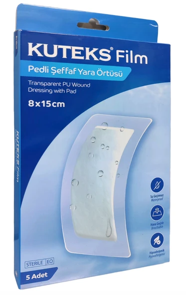 Kuteks Film Pedli Şeffaf Yara Örtüsü 8x15 cm 5li Kutu ürün görseli 1