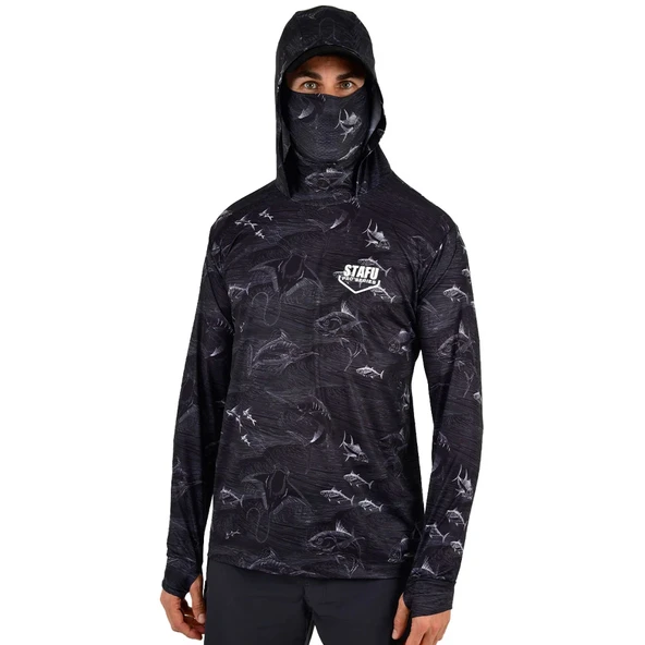 Stafu Pro Stratos Kapüşonlu Frenzy Black Performans T-Shirt ürün görseli 1