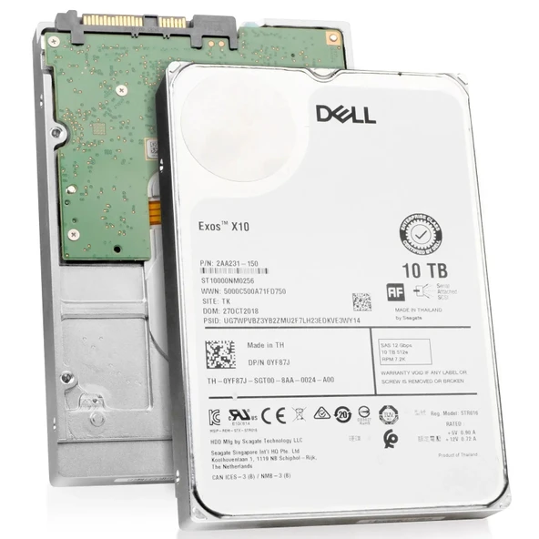 DELL EnterPrise Exos X10 10TB 7.2K 12G 512E SAS 3.5'' Sunucu Harddisk ST10000NM0256 2AA231-150 0YF87J ürün görseli 1