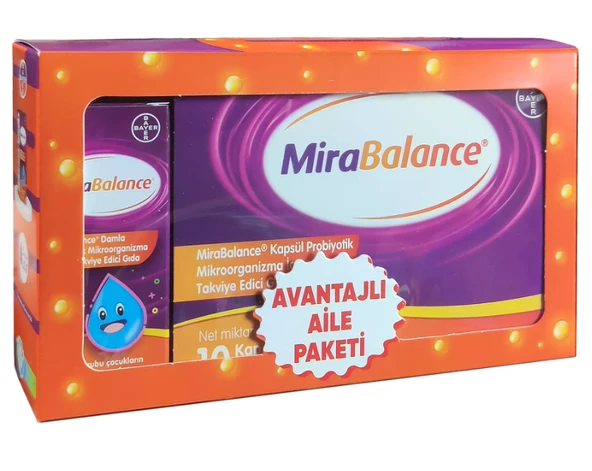 Mirabalance Probiyotik Avantajlı Aile Paketi ( 10 Kapsül + 5ml Damla) ürün görseli 1