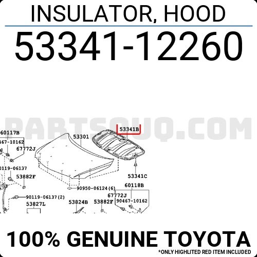 Toyota Corolla 2007-2012 Kaput İzolatörü (Oem No:5334112260) ürün görseli 1