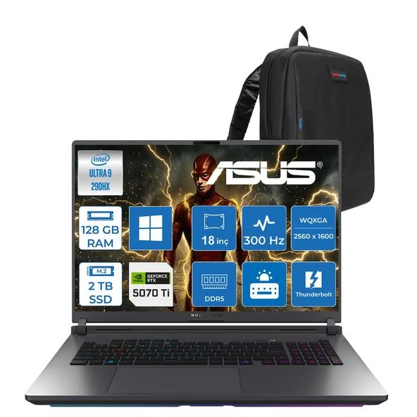 Asus Rog Strix G18 G815LW Intel Ultra 9 290HX Plus Aı 128GB Ddr5 2tb SSD 16GB/RTX5080 175W 18-Inch 2.5k (2560 x 1600, Wqxga 240Hz  WINDOWS11HOME Gaming Laptop WSA311H53+ZETTAÇANTA ürün görseli 1