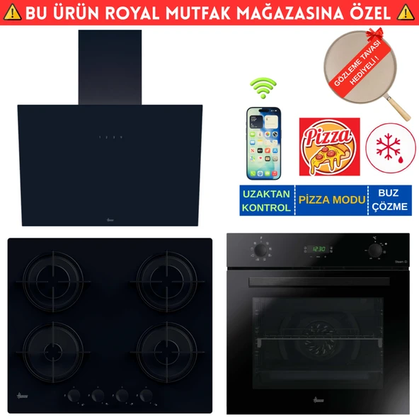 Hoover Torino /Telefon Bağlantılı Siyah  Dijital Turbo Ankastre Set (HO3158B+ HVW6MBB + HDG6C1GBTK) ürün görseli 1