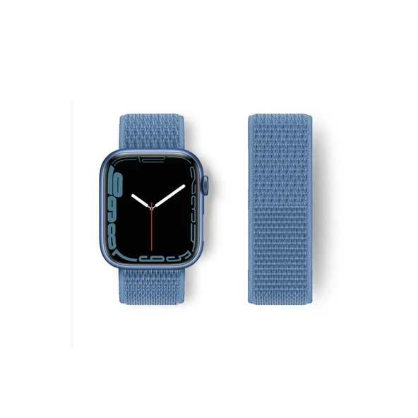 Apple Watch 42mm Hasırlı Cırtcırtlı Kordon - Mavi ürün görseli 1