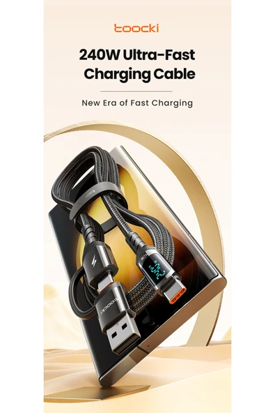 Toocki 2 in 1 Tip C Tipi C Kablo 240W Pd 3.1A Hızlı Şarj USB C C Ekran Kablosu Macbook Huawei Uyumlu ürün görseli 1