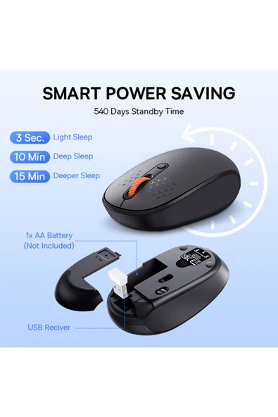 Baseus Baseus Mouse Bluetooth Wireless Computer 1600dpi Silent Mouse With 2.4ghz Usb Nano Receiver For P... - Resim 6