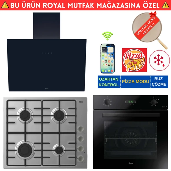 Hoover Leo Telefon Bağlantılı Siyah Turbo Ankastre Set (HO3158B+ HHW6LMX/TK İnox Emaye +HDG6C1GBTK) ürün görseli 1