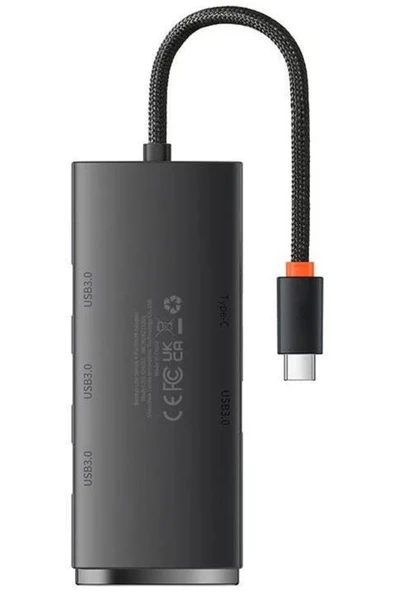 Baseus Lite Series 4 Portlu Type-c To Usb 3.0 Hub Adaptör 25cm Siyah ürün görseli 1