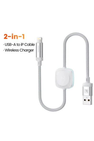 Toocki 2in1 USB-A to Lightning iphone Şarj Kablosu ve Manyetik Watch 1/2/3/4/5/6/7/8/9/Ultra/Ultra2/SE/SE2 Uyumlu Şarj Cihazı ürün görseli 1