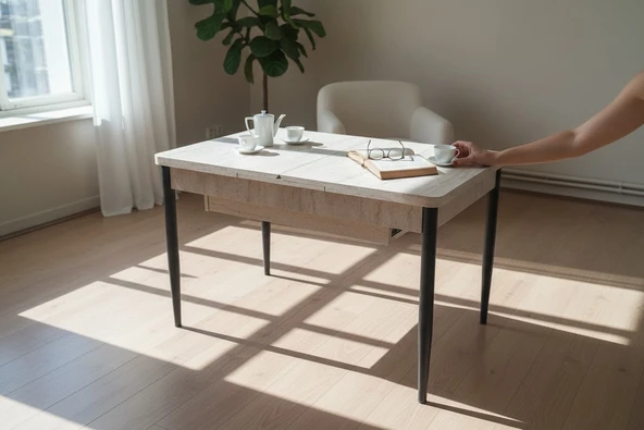 EFE MOBİLYA T-6036 SUNTALAM KELEBEK AÇILIR  80 X 130  6 KİŞİLİK MUTFAK MASASI ürün görseli 1