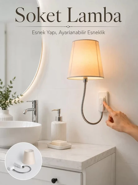 Nevamel® Soket Tipi Ayarlanabilir Başlıklı Dekoratif Gece Lambası ürün görseli 1