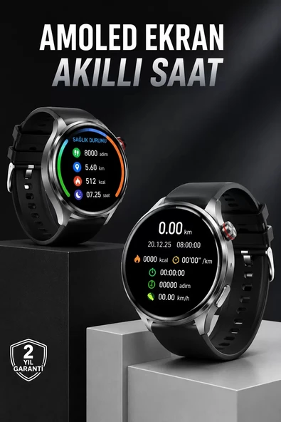 Nevamel® Akıllı Saat Bluetooth Bağlantılı Amoled Ekran Uyku ve Sağlık Takibi ürün görseli 1
