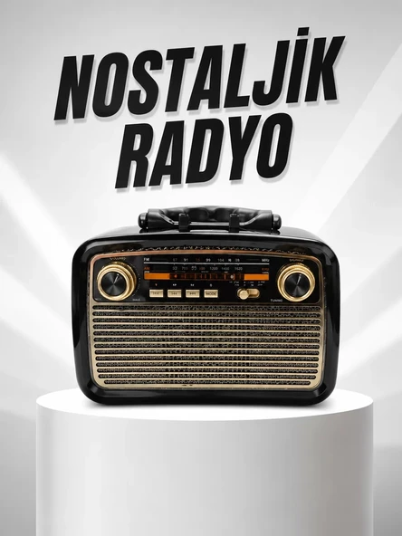 Nevamel® Müzik Kutusu Bluetooth Bağlantılı El Fenerli Nostaljik Tasarım Radyo ürün görseli 1