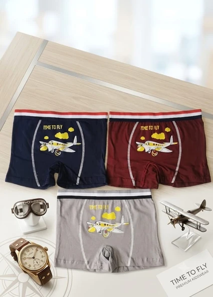Erkek Çocuk Renkli Pamuklu Boxer 3 ' Lü Paket ürün görseli 1