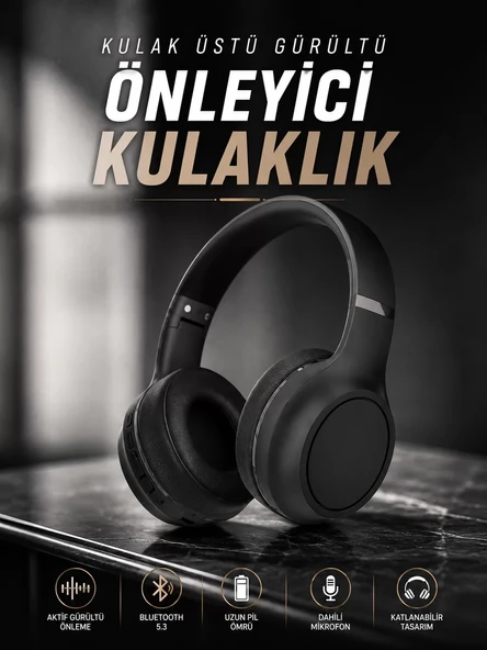 Nevamel® Kulak Üstü Kablosuz Bluetooth Kulaklık Gürültü Önleyici Ayarlanabilir ürün görseli 1