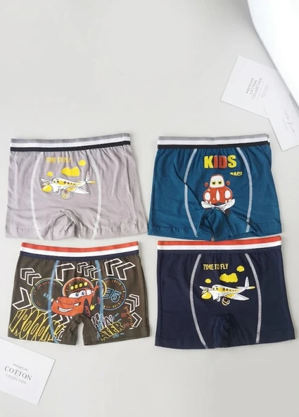 Erkek Çocuk Renkli Pamuklu Boxer 4 ' Lü Paket ürün görseli 1