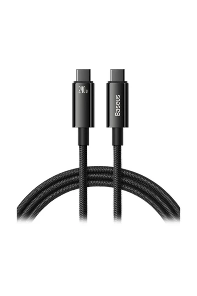 Baseus Tungsten Gold Şarj Kablosu 240W Type-C to-C 2m - Siyah ürün görseli 1