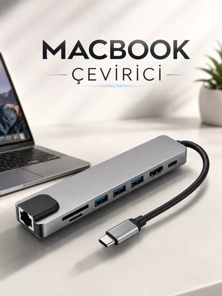 Nevamel® Çevirici Dönüştürücü Adaptör Macbook 3 In 1 Type-C To Hdmı USB 3.0 ürün görseli 1