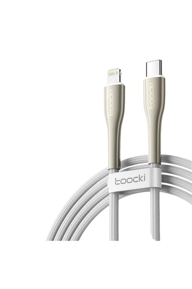 Toocki TQ-X10 1M 20W Hasırlı Type-C to Lightning PD Hızlı Şarj Kablosu - Beyaz ürün görseli 1