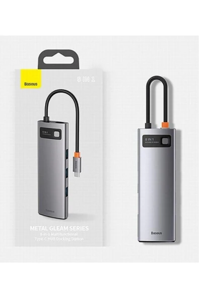 Baseus Metal Gleam Series 8in1 Type-c Hub Adaptör Çoklayıcı Yetkili Satıcısı 2 Yıl Garantili ürün görseli 1