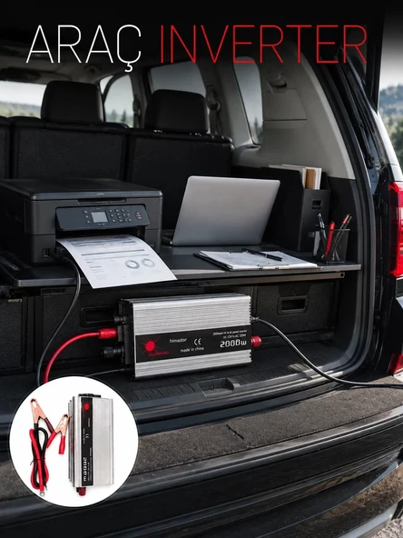 Nevamel® 2000W Araç Elektrik İnvertörü Akü Bağlantılı Priz Çıkışlı Güç Çevirici ürün görseli 1