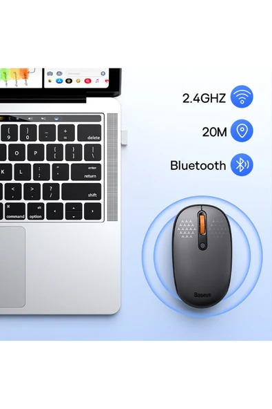 Baseus Baseus Mouse Bluetooth Wireless Computer 1600dpi Silent Mouse With 2.4ghz Usb Nano Receiver For P... - Resim 5