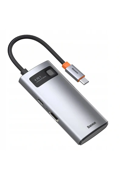 Baseus Metal Gleam Series 4in1 Type-c Hub Adaptör Çoklayıcı Gri ürün görseli 1