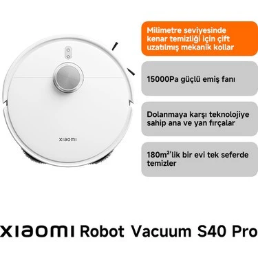 Xiaomi Robot Vacuum S40 Robot Süpürge White XİAOMİ TÜRKİYE GARANTİLİ ürün görseli 1