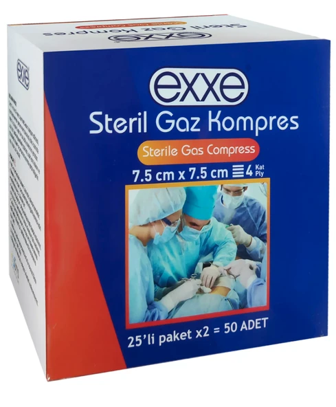 Exxe Steril Gaz Kompres 7,5x7,5 cm 50li ürün görseli 1